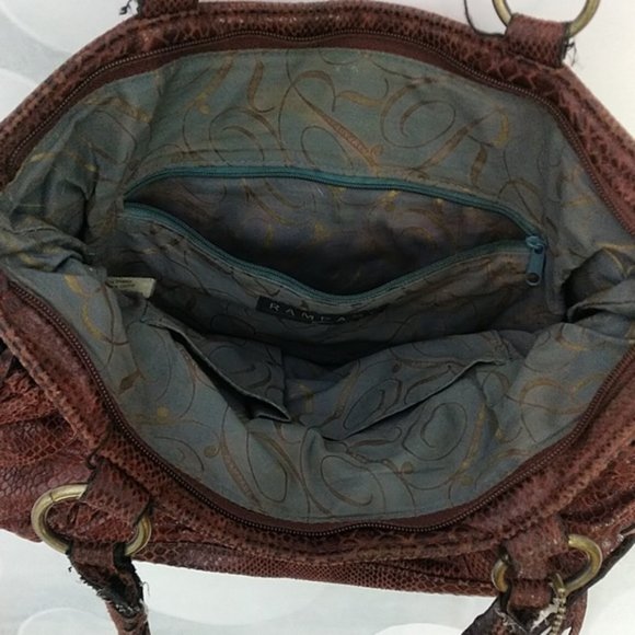 RAMPAGE Snake Skin Print Tote Bag Purse Handbag Snakeskin Print Auburn - Picture 4 of 8